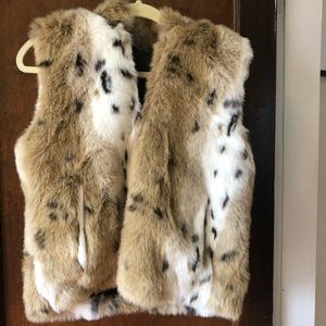 Animal print fur vest, size S